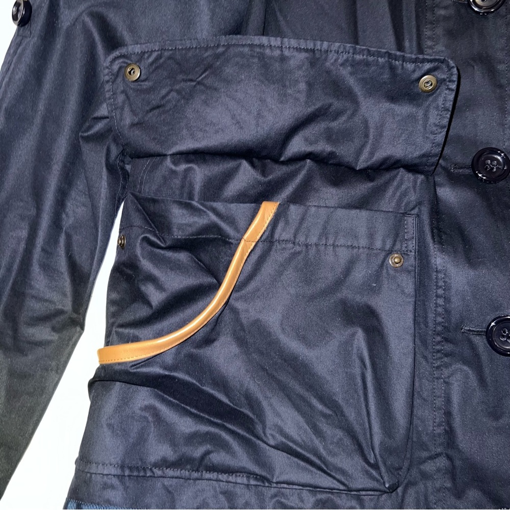 Coach New York Navy Rain Jacket with genuine leather trimming | women’s small - Picture 4 of 10